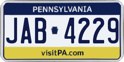 PA license plate JAB4229