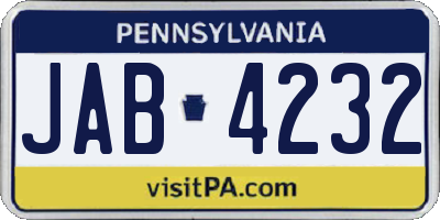 PA license plate JAB4232
