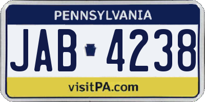 PA license plate JAB4238