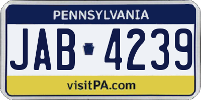 PA license plate JAB4239