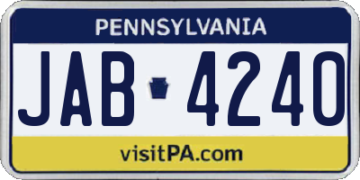 PA license plate JAB4240