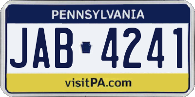 PA license plate JAB4241