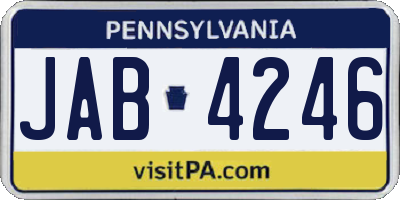 PA license plate JAB4246