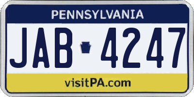 PA license plate JAB4247