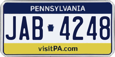 PA license plate JAB4248