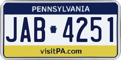 PA license plate JAB4251