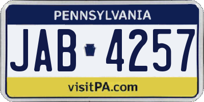 PA license plate JAB4257