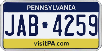 PA license plate JAB4259