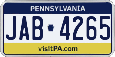 PA license plate JAB4265