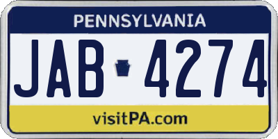 PA license plate JAB4274