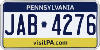 PA license plate JAB4276