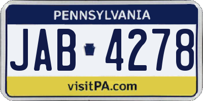 PA license plate JAB4278