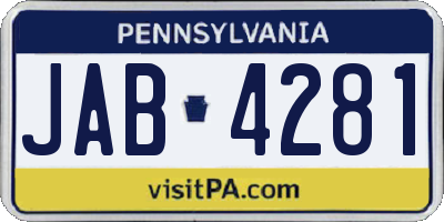 PA license plate JAB4281