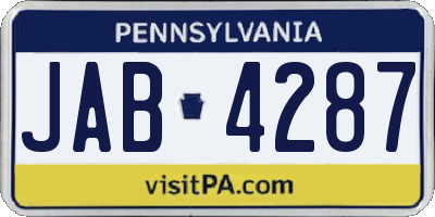 PA license plate JAB4287