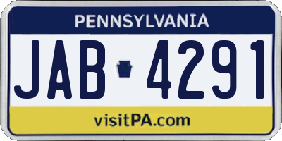 PA license plate JAB4291