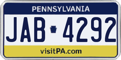 PA license plate JAB4292