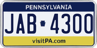 PA license plate JAB4300