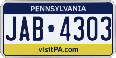 PA license plate JAB4303