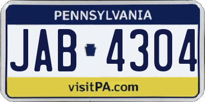 PA license plate JAB4304