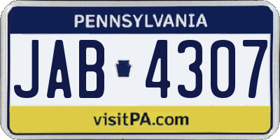 PA license plate JAB4307