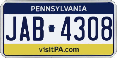 PA license plate JAB4308