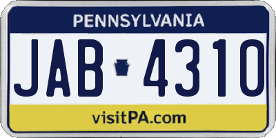 PA license plate JAB4310