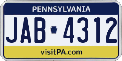 PA license plate JAB4312