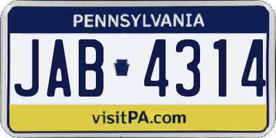 PA license plate JAB4314