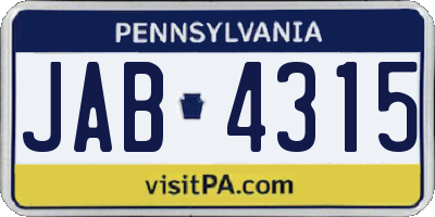 PA license plate JAB4315