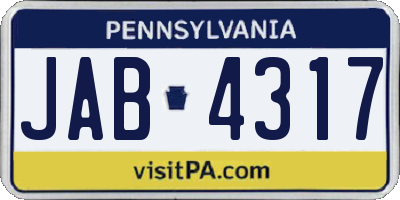 PA license plate JAB4317