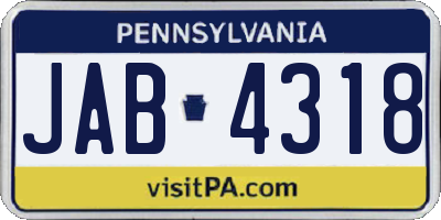 PA license plate JAB4318