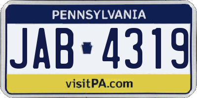 PA license plate JAB4319