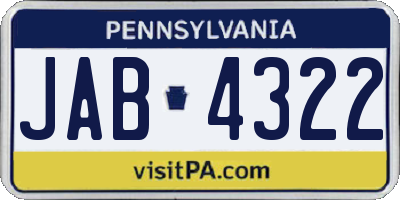 PA license plate JAB4322