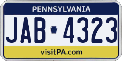 PA license plate JAB4323