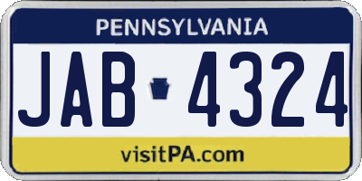 PA license plate JAB4324