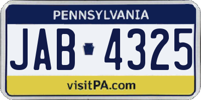 PA license plate JAB4325