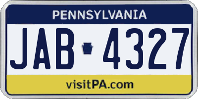 PA license plate JAB4327