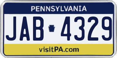 PA license plate JAB4329