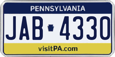 PA license plate JAB4330