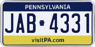 PA license plate JAB4331