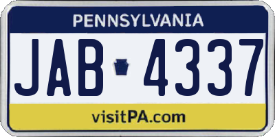 PA license plate JAB4337