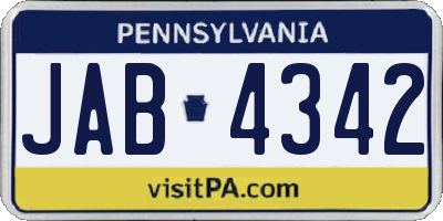 PA license plate JAB4342