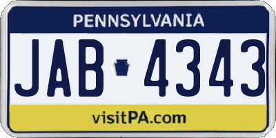 PA license plate JAB4343