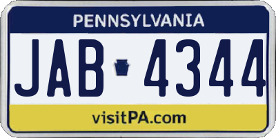 PA license plate JAB4344