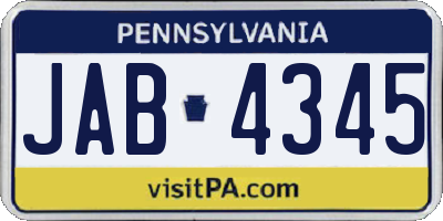 PA license plate JAB4345