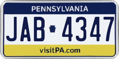 PA license plate JAB4347