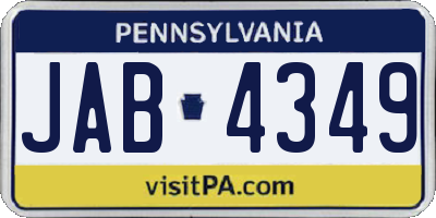 PA license plate JAB4349