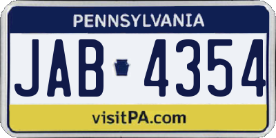 PA license plate JAB4354