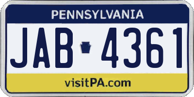 PA license plate JAB4361