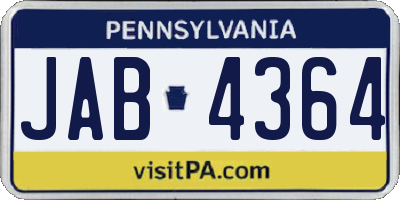 PA license plate JAB4364